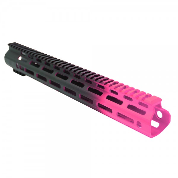 CERAKOTE GRADIENT| AR-15 ANGLE CUT CLAMP ON M-LOK 15 INCH HANDGUARD- BLACK BASE- GRADIENT- PINK -MADE IN U.S.A